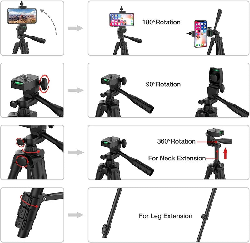 DSLR Tripod For Phone Camera Tripod Stand with Bluetooth Remote Phone Holder Lightweight Universal Photography For IPhone Huawei