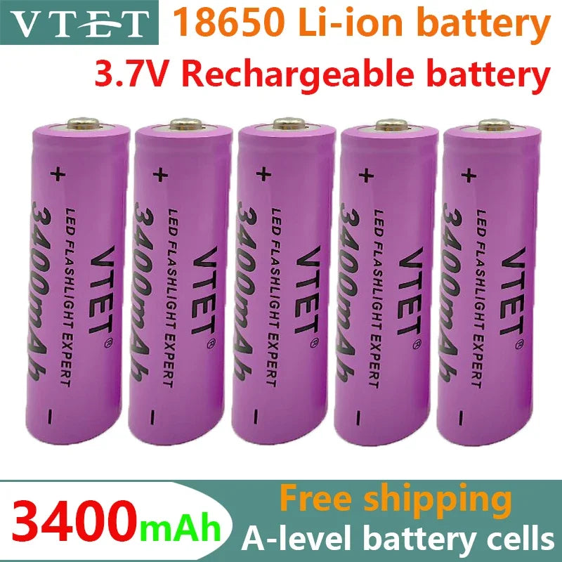 2024 New 18650 Battery Lithium Rechargeable  3400mAh Lithium Battery 3.7 V for Bright Flashlight Toy Rechargeable Battery