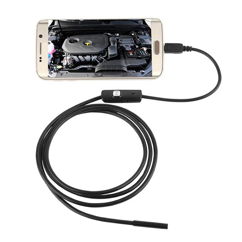 7mm Endoscope Camera Flexible IP67 Waterproof 6 Adjustable LEDs Inspection Borescope Camera Micro USB OTG Type C for Android PC