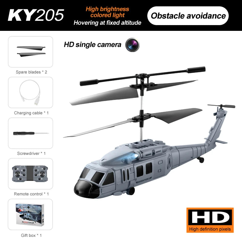 New! KY205 RC Helicopter Drone HD Dual Camera Avoid Obstacle Gesture Sensing Six-axis Remote Control Helicopter Toys for Boys