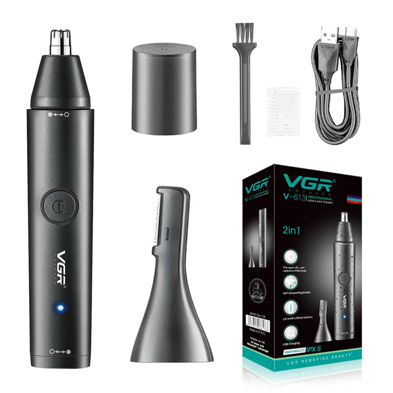 VGR Professional Nose Hair Trimmer Rechargeable Nose and Ear Hairs Trimmer Portable Mini Nose Clipper Trimmer for Men V-613