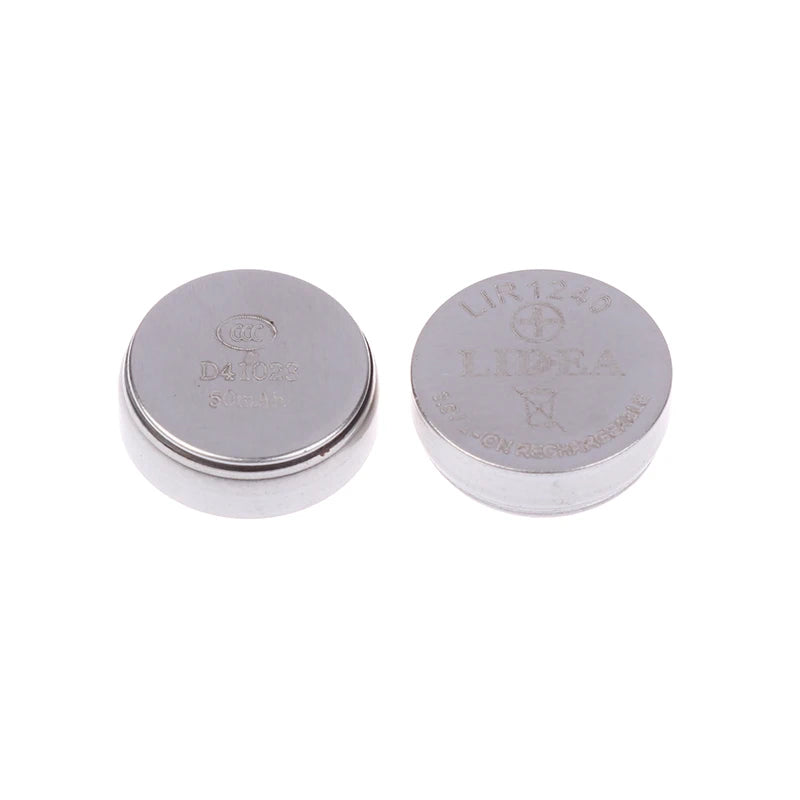 2Pcs New LIR1240 Rechargeable Button Battery 3.6V 50mAh For TWS Bluetooth Headphone Replacement Battery Accessories