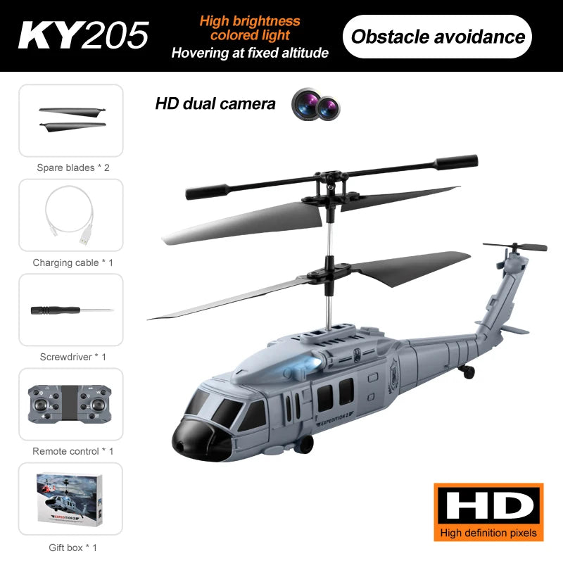 New! KY205 RC Helicopter Drone HD Dual Camera Avoid Obstacle Gesture Sensing Six-axis Remote Control Helicopter Toys for Boys