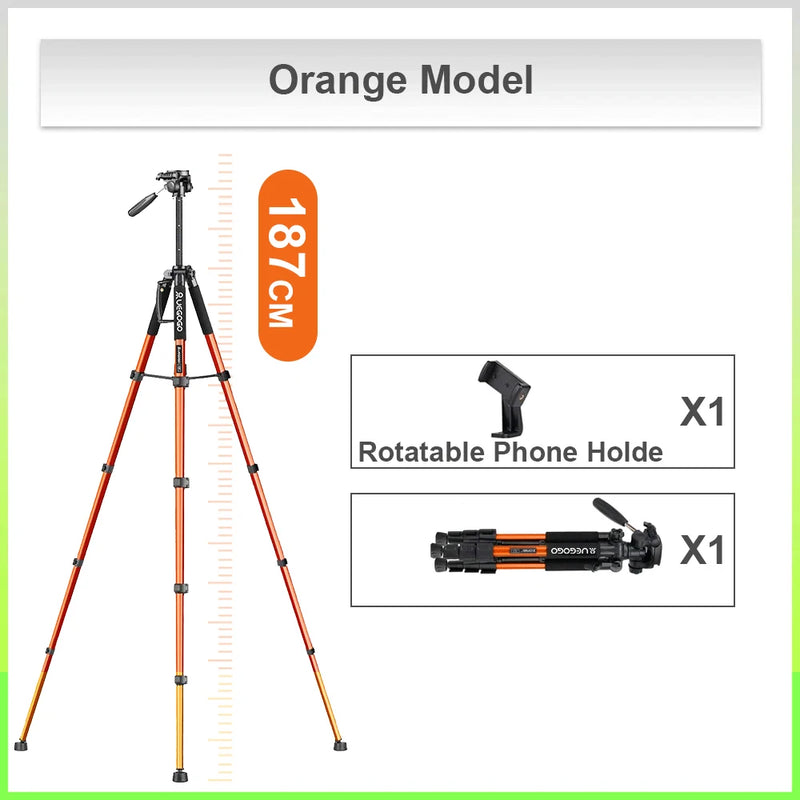 UEGOGO Q188 187cm zomei Tall Aluminum Alloy Portable Tripod for Camera DSLR Canon , 360 Degree Panorama Photography Phone Stand