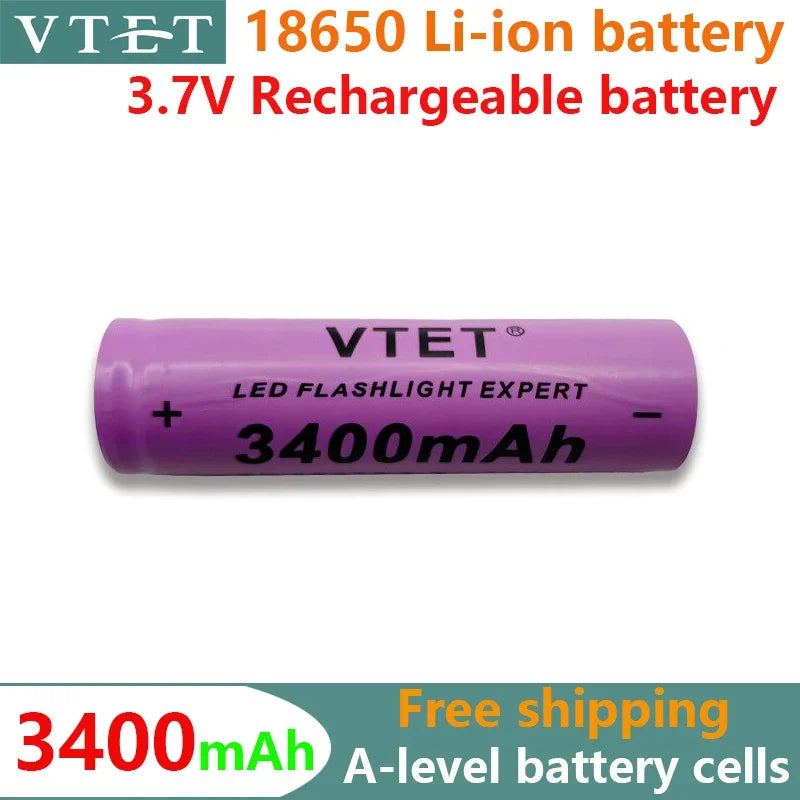 2024 New 18650 Battery Lithium Rechargeable  3400mAh Lithium Battery 3.7 V for Bright Flashlight Toy Rechargeable Battery