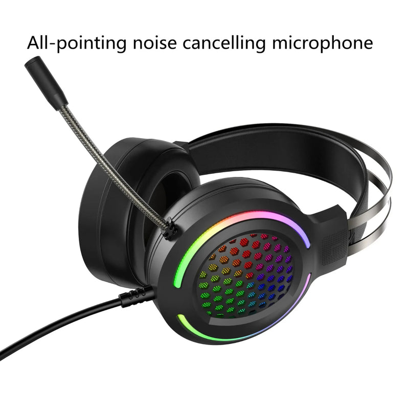 1PCS  H500 RGB Gaming Headphone 3.5mm Surround Sound Computer  Headset Earphones Microphone  PS4  -one