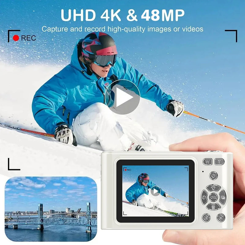 4K Digital Cameras for Kids 1080P Mini Autofocus Camera for Photography HD 48MP with 2.4" Large Screen Camcorder Beginner Camera