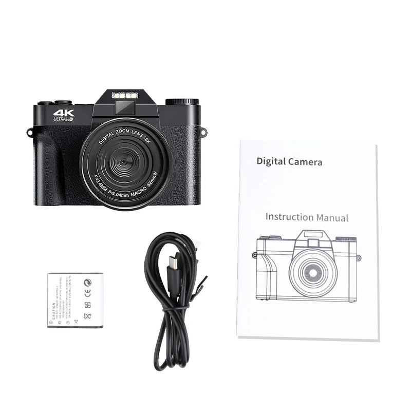 48MP Digital Camera 16X Digital Zoom 4K WIFI Retro Vlog Recorder YouTube 3 "Flip Screen Compact Digital  Photography Cameras