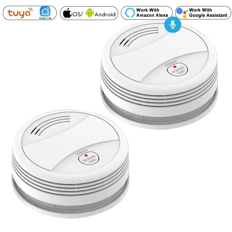 Smart Wifi Smoke Detector Independent Voice Tuya Fire Alarm Smoke Sensor Home Security System Rookmelder Fire Protection Alexa