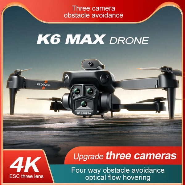 K6MAX 2024New HD Three camera obstacle avoidance drone Optical flow Photography Professinal Foldable Mini RC Helicopter Gift Toy