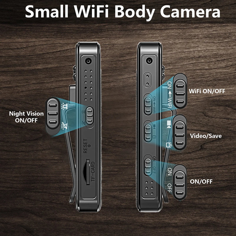 500W Pixel 1080P Action Camera HD Recorder WiFi Connection Intelligent Surveillance Device Night Camera with Back Clip