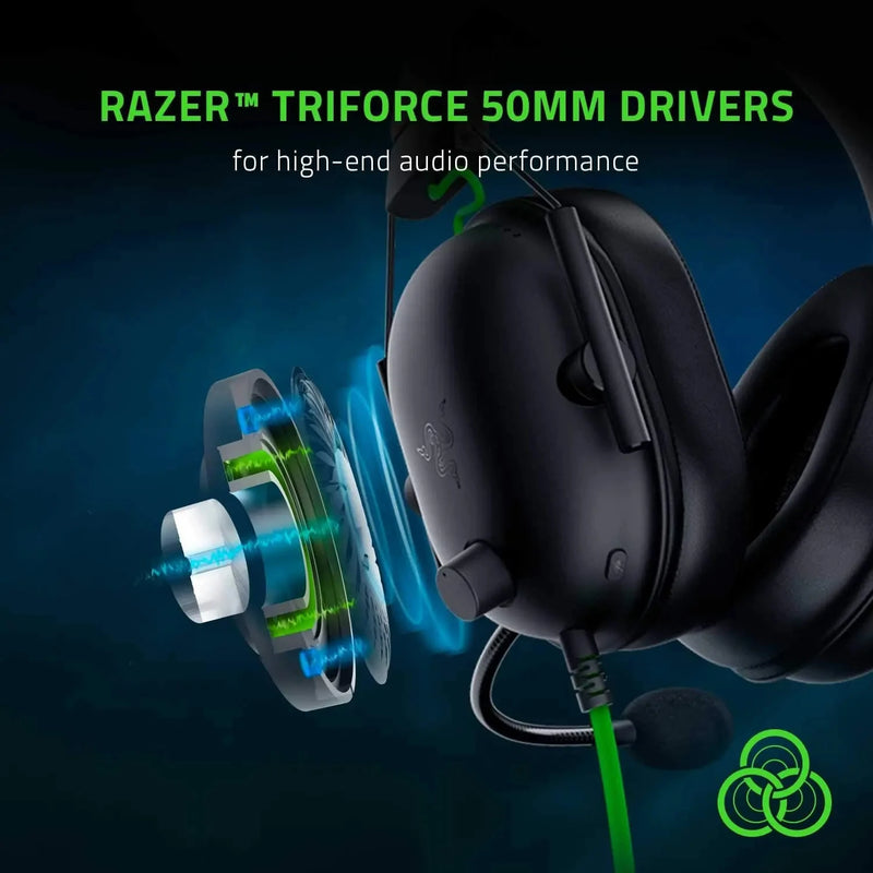 Razer-BlackShark V2 X Wired Gaming Headphone, Headset, 7.1 Surround Sound, Jogo para PS4,PS5, Nintendo Switch, Xbox