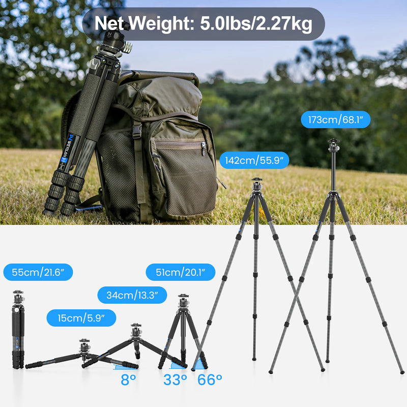 WEYLLAN UX7 Carbon Fiber Tripod Lightweight Travel Tripod Professional Dslr Camera Tripod With M-LOK and Picatinny Max Load 25kg