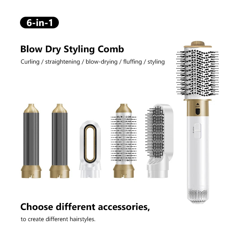 6 in 1 Hair Dryer Curler Straightener Comb Household Multistyler Set Hairstyler Blower Brush Curling Iron Salon Hot Air Styler