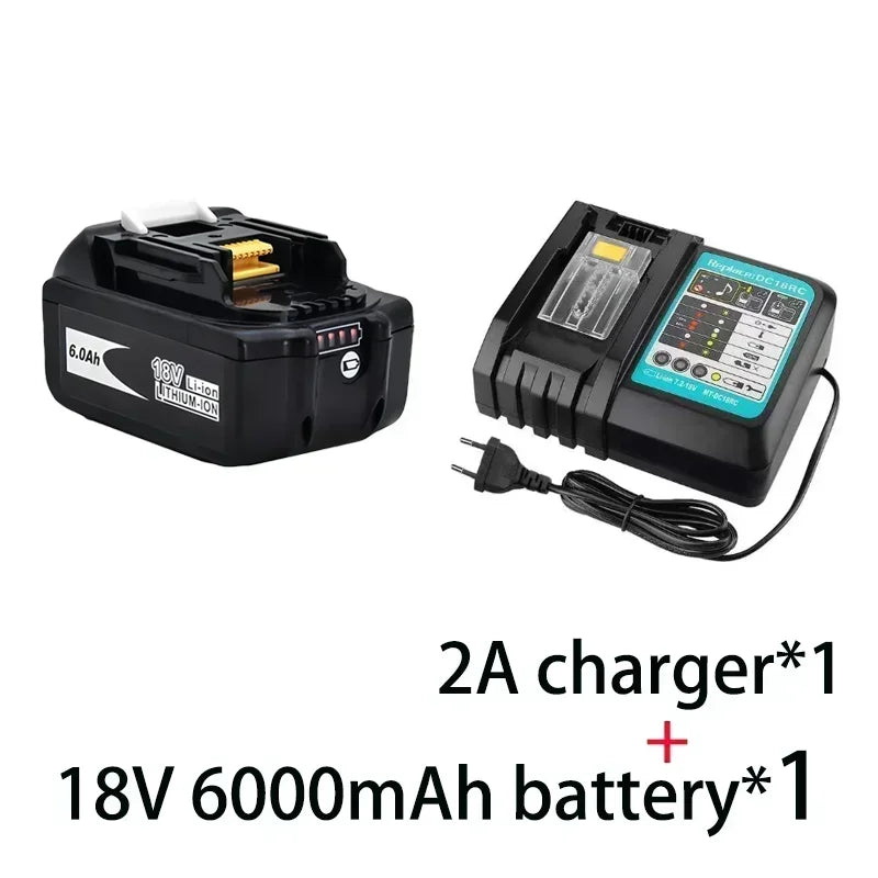 18V 6000mAh Rechargeable Power Tools Battery with LED Li-ion Replacement LXT BL1860B BL1860 BL1850+2A Charger