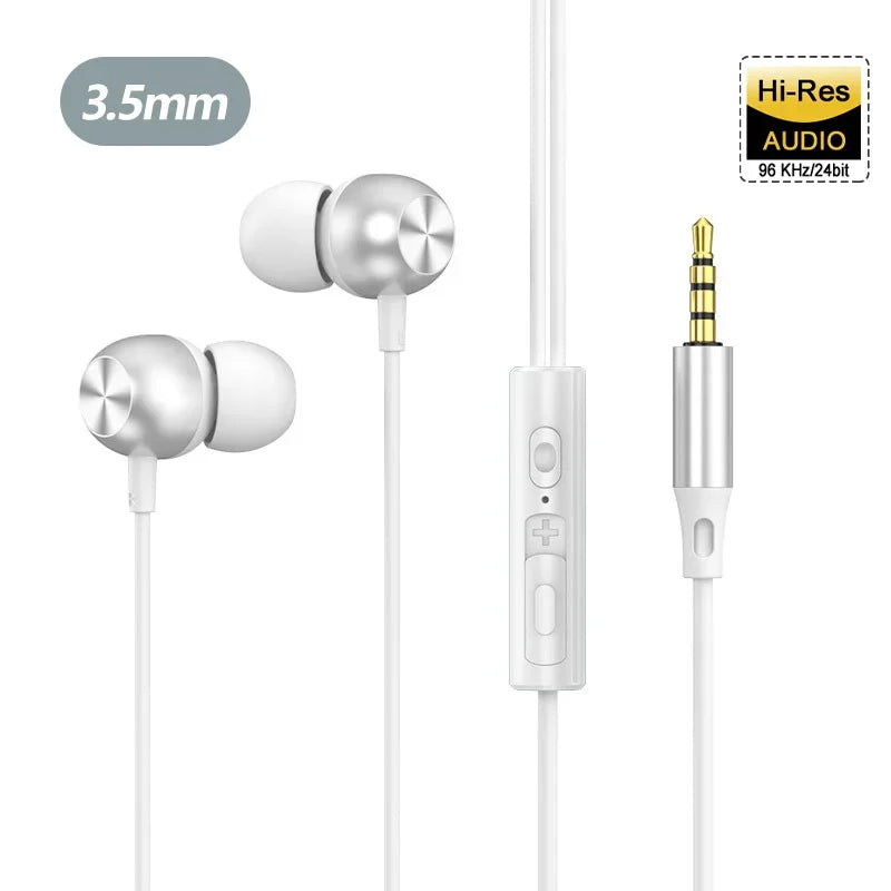 New In-Line Control With Microphone Wired Headset For Apple 15 Android Type-C 3.5mm Interface In-Ear Gaming Headset