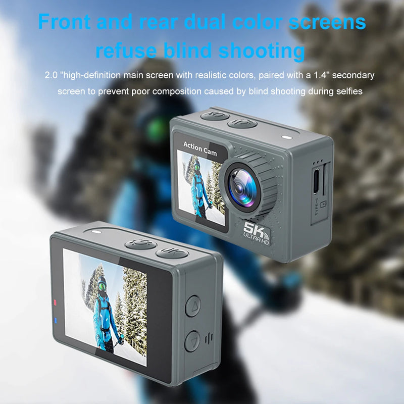 5K 4K 1080P Sport Camera Anti-shake WIFI Action Video Cam Dual Screen Outdoor Cycling Camera 30m Waterproof with Remote Control