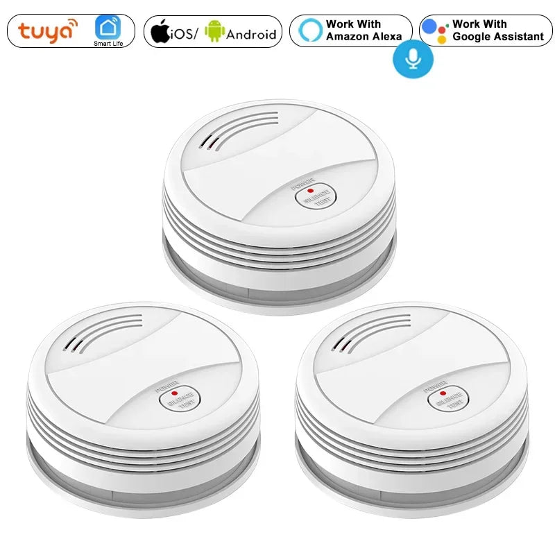 Smart Wifi Smoke Detector Independent Voice Tuya Fire Alarm Smoke Sensor Home Security System Rookmelder Fire Protection Alexa