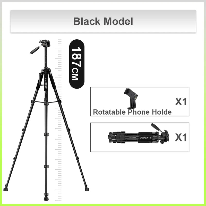 UEGOGO Q188 187cm zomei Tall Aluminum Alloy Portable Tripod for Camera DSLR Canon , 360 Degree Panorama Photography Phone Stand