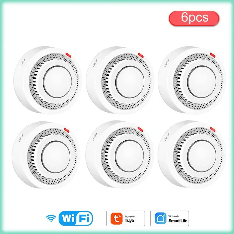 Tuya WIFI Smoke Detector Fire Protection Alarm Sensor Independent Wireless Battery Operated Smart Life Push Alert Home Security