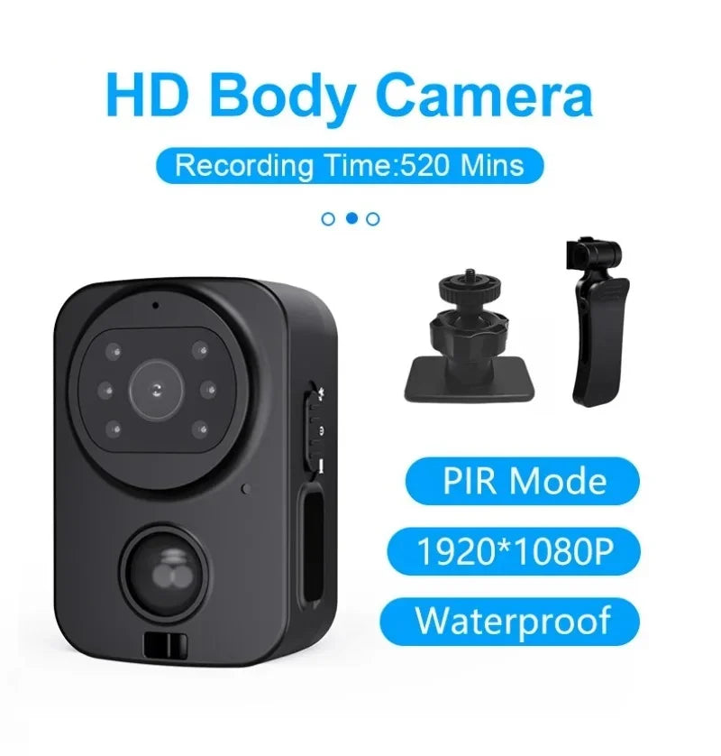 1080P Home Grade Waterproof Camera Portable Back Clip Infrared Night Vision Mini Portable Camera Outdoor Cycling/sports Recorder