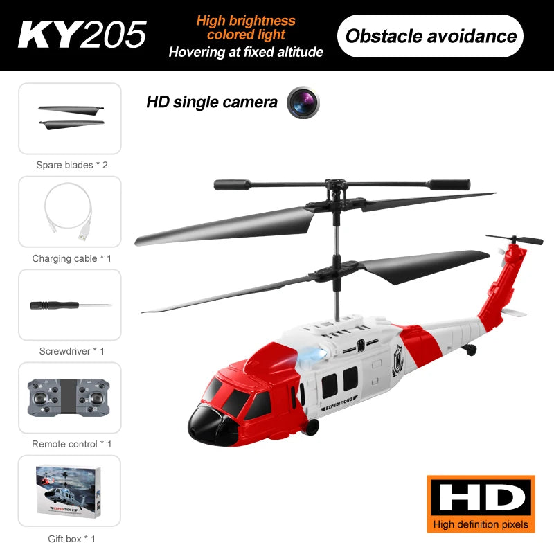 New! KY205 RC Helicopter Drone HD Dual Camera Avoid Obstacle Gesture Sensing Six-axis Remote Control Helicopter Toys for Boys