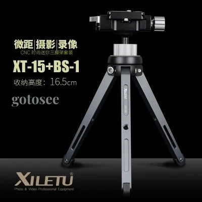 XILETU XT-15 Aluminum Alloy Mini Tripod Lightweight Portable Bracket Desktop Ball Head for DSLR Mirrorless Camera Smartphone