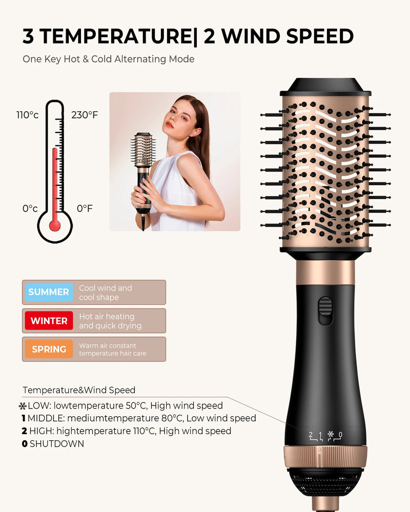 Professional Blow Dryer Brush 4 In 1 Detachable Hair Dryer Brush Hot Air Styling Comb Negative Ion Hairdryer Curling Comb