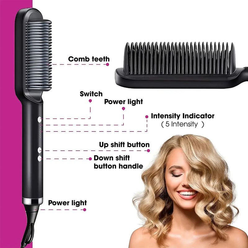 New Hair Straightener Quick Heated Electric Hot Comb Hair Straightener Professional Mini Negative Ion Hair Care Hairstyle Brush