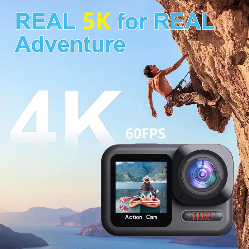 5K Action Camera 4K 60FPS WiFi Outdoor sports DV EIS Dual Screen Touch Body Waterproof Action Camera for Vlog