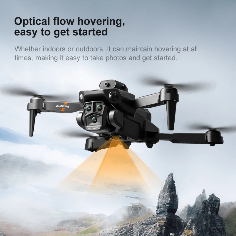 K6MAX 2024New HD Three camera obstacle avoidance drone Optical flow Photography Professinal Foldable Mini RC Helicopter Gift Toy