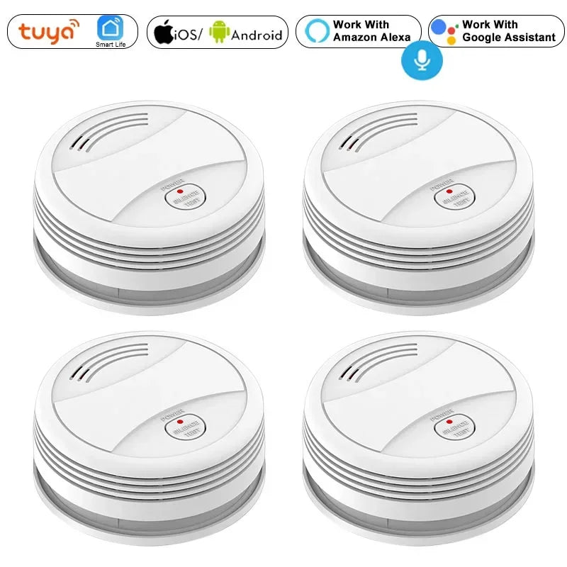 Wifi Smart Smoke Detector Independent Voice Tuya Fire Alarm Smoke Sensor Home Security System Rookmelder Fire Protection Alexa