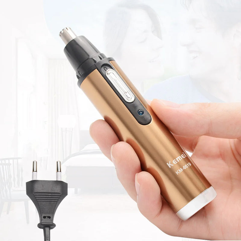 Electric Nose Hair Trimmer Rechargeable Professional Fashion Champagne Color Nose Hair Clipper Men Women Ear Hair Trimmer Brand