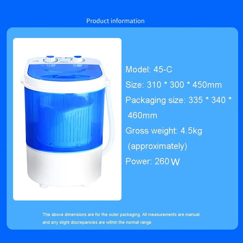 Portable Washing Machine with Dryer Bucket for Clothes Shoe Small Washing Machines Mini Automatic Sock Underwear Washer