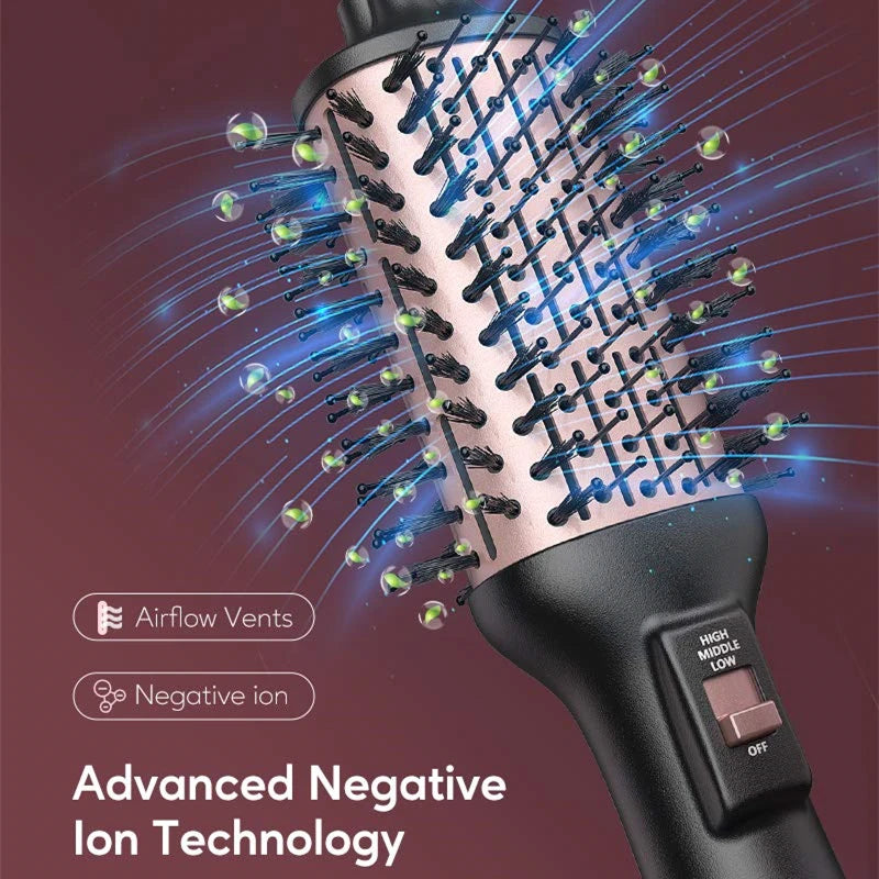 KIPOZI Hair Dryer Hot Air Brush Blow Dryer Brush Create Voluminous Curls 4 in 1 Hot Air Comb Reduces Frizz Static Electricity