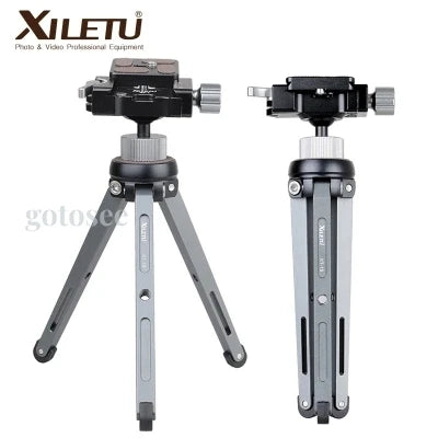 XILETU XT-15 Aluminum Alloy Mini Tripod Lightweight Portable Bracket Desktop Ball Head for DSLR Mirrorless Camera Smartphone