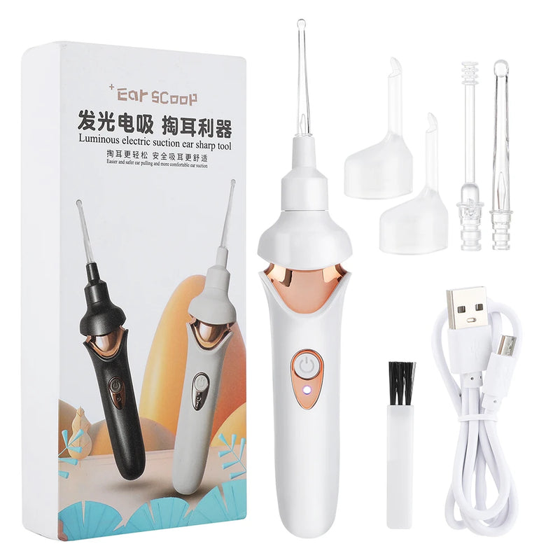 Electric Luminous Ear Wax Suction Remover Ear Pick Set Rechargeable LED Light Visual Ear Cleaner Tool For Children Adults