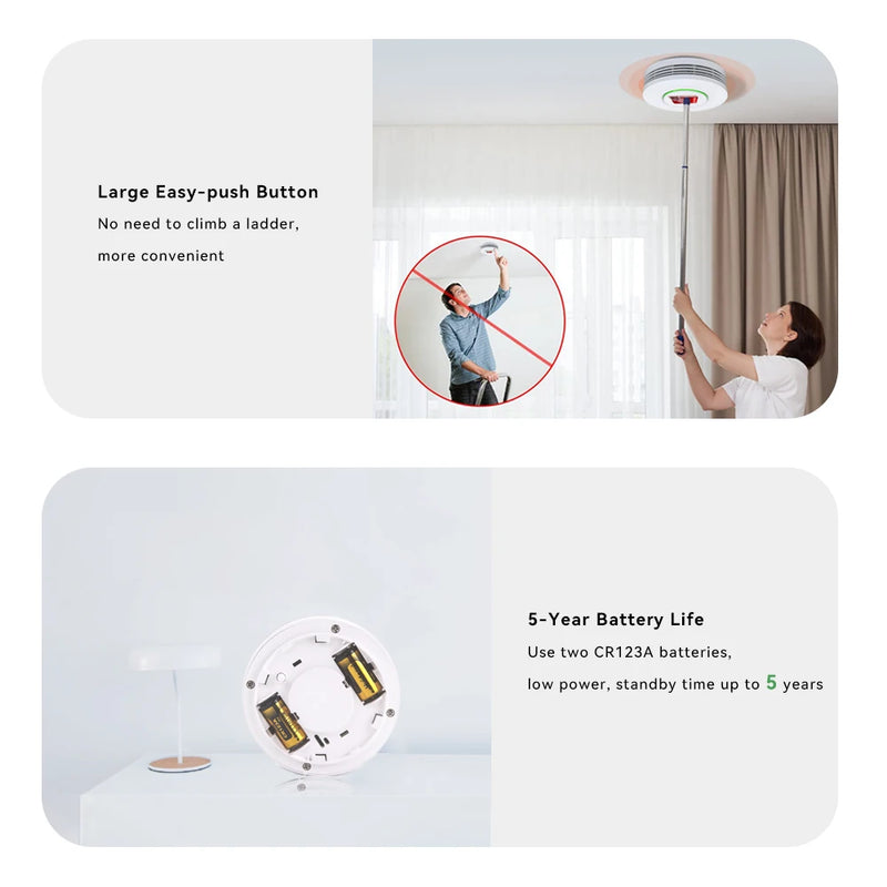 Meian Tuya Zigbee Smoke Sensor Fire Protection Smoke Detector Fire Alarm Home Security System Firefighter Work for Smart Life