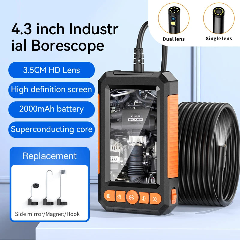 8mm HD 1080P Industrial Sewer Piping Flexible Endoscope Dual Lens Drain Inspection 2 Double Cameras Waterproof For Cars 1080p