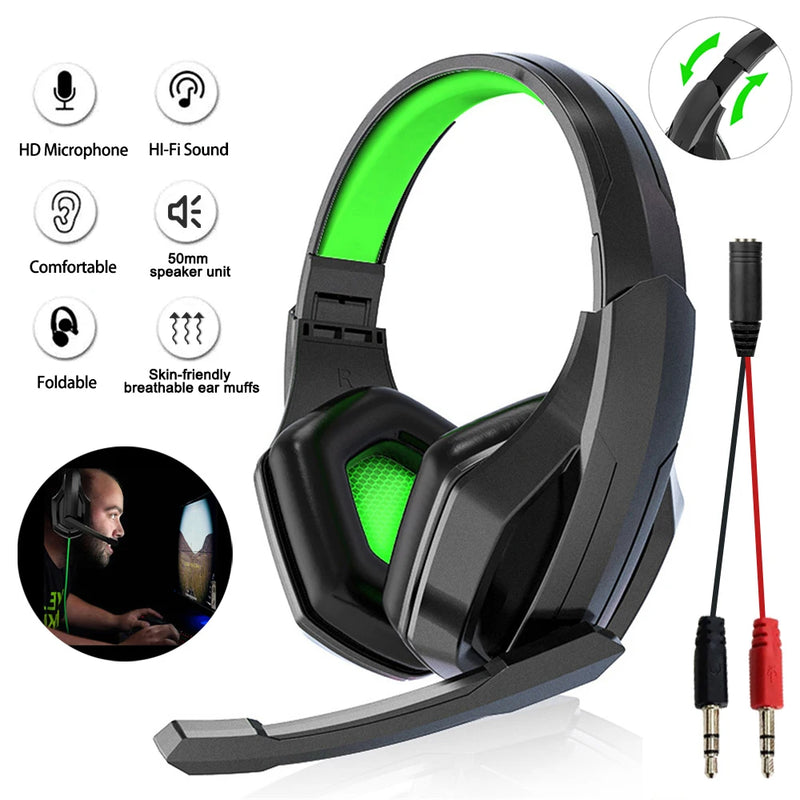 Gaming Headphone 3.5MM Wired ANC Active Noise Reduction Earphone HiFi Stereo Gamer Headset With Microphone For PS4 PS5 Xbox PC