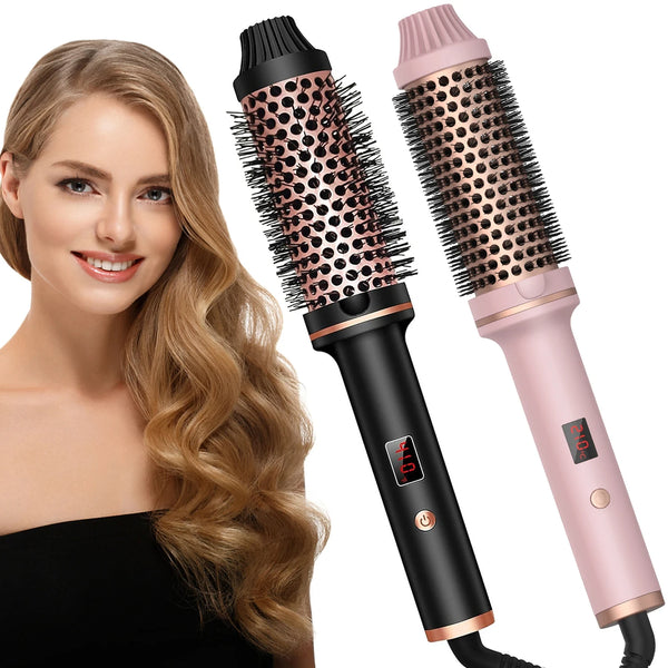 Thermal Brush Curling Iron 1.5 Inch Ceramic Tourmaline Ionic Hair Styler for Loose & Voluminous Curls, Hair straightening brush