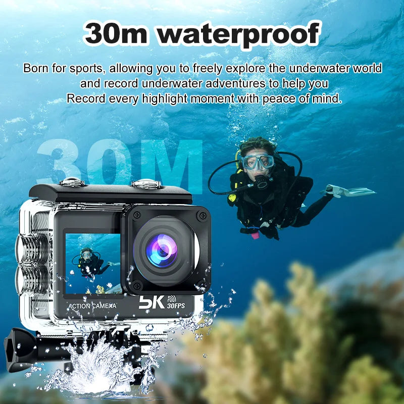 YNFECN C1S 5K 30fps Action Camera 4K 60FPS DVR  Sports Camcorder go Waterroof WIFI Cam Pro