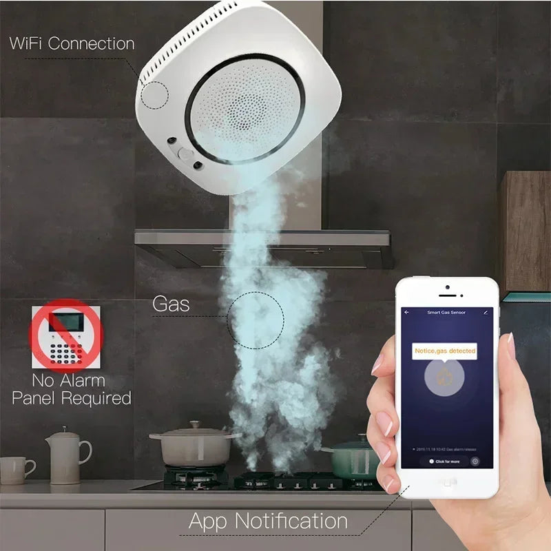 WiFi Smart Gas Leakage Fire Security Detector Gas Combustible Alarm Sensor Smart Life Tuya App Control Home Security System