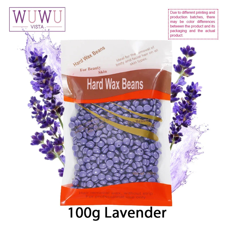 WUWUVISTA 100g/3.52oz Hot Wax Hair Removal Depilatory Waxing hard Beans for Wax Heater Painless for all Hairs Removal Beans