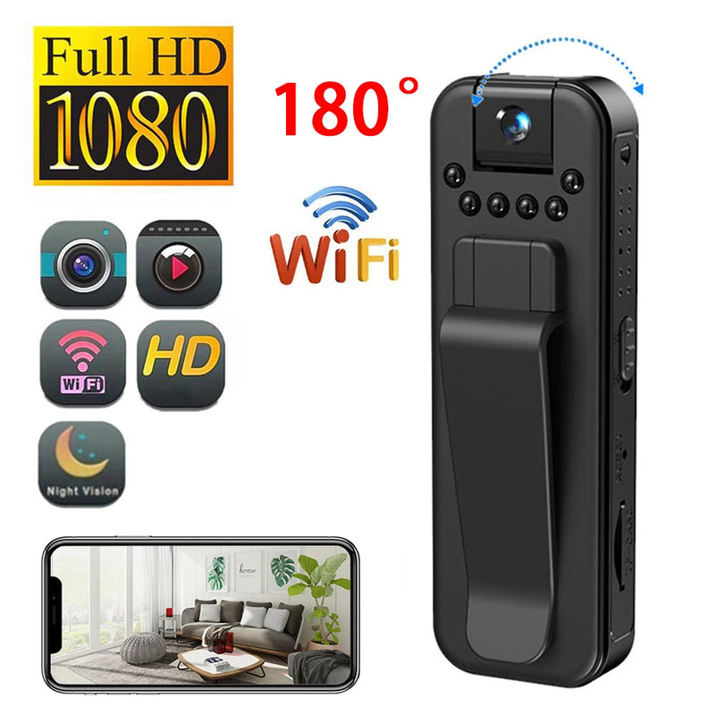 500W Pixel 1080P Action Camera HD Recorder WiFi Connection Intelligent Surveillance Device Night Camera with Back Clip