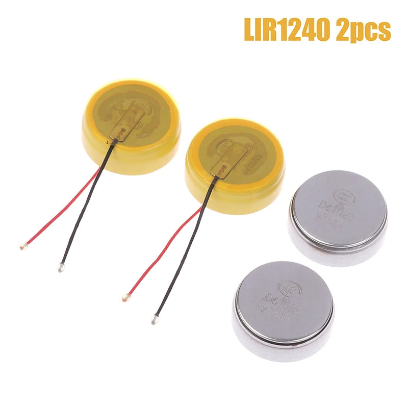 2Pcs New LIR1240 Rechargeable Button Battery 3.6V 50mAh For TWS Bluetooth Headphone Replacement Battery Accessories