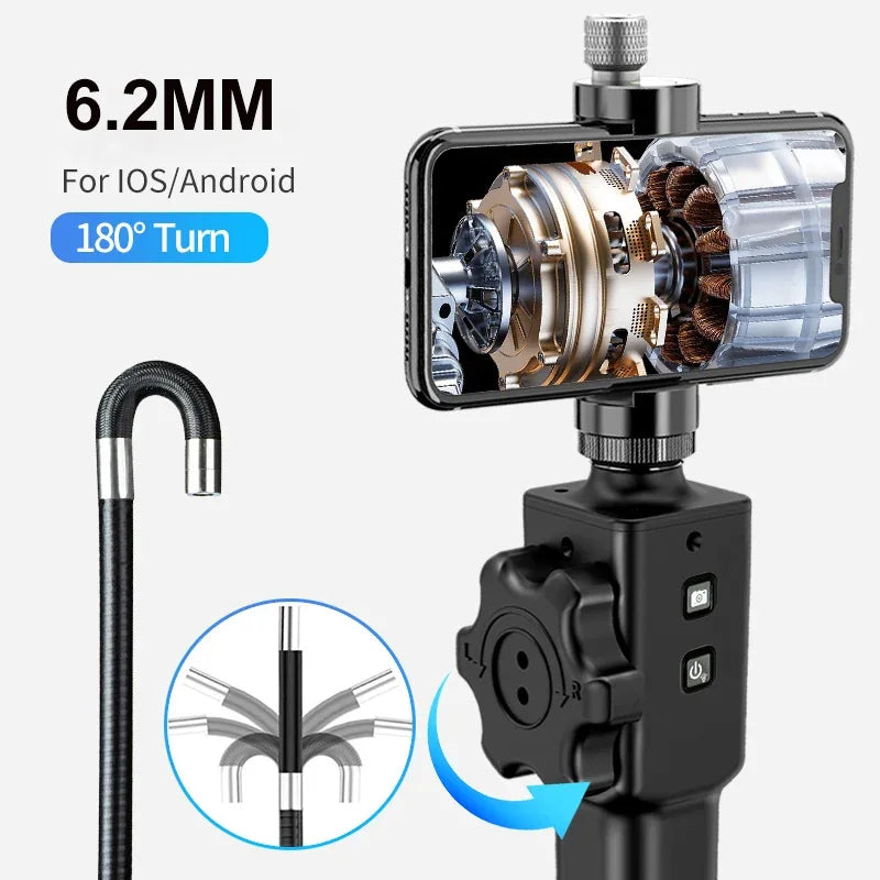 Two-Way 180° Articulating Borescope Camera 8.5MM /6.2MM Endoscope Snake Inspection Camera With Carring bag for iPhone Android