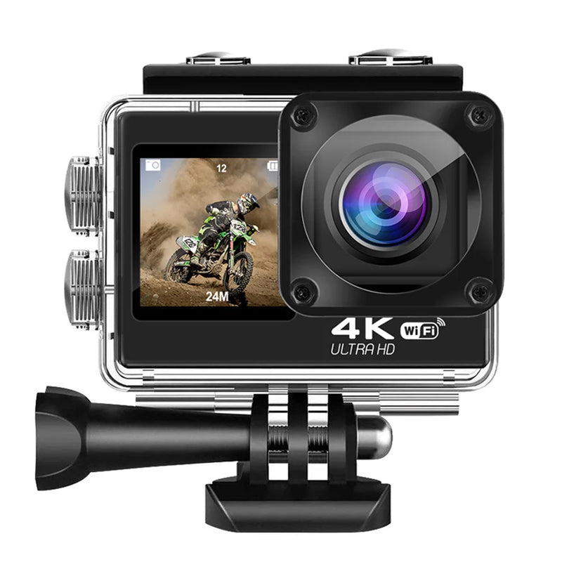 Q60AR Camera 4K 30FPS 24MP WiFi Action Camera 170° Wide Angle Waterproof Camera Dual Screen Display For Outdoor Sports Diving