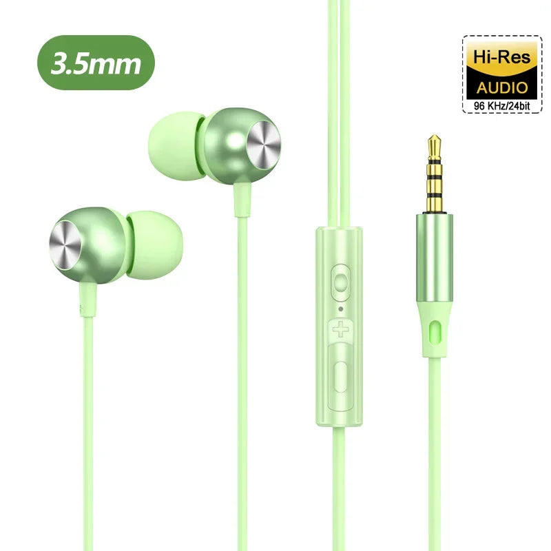 New In-Line Control With Microphone Wired Headset For Apple 15 Android Type-C 3.5mm Interface In-Ear Gaming Headset