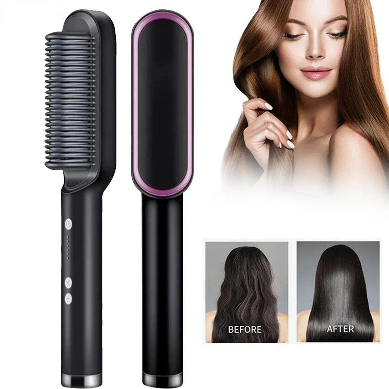 New Hair Straightener Quick Heated Electric Hot Comb Hair Straightener Professional Mini Negative Ion Hair Care Hairstyle Brush